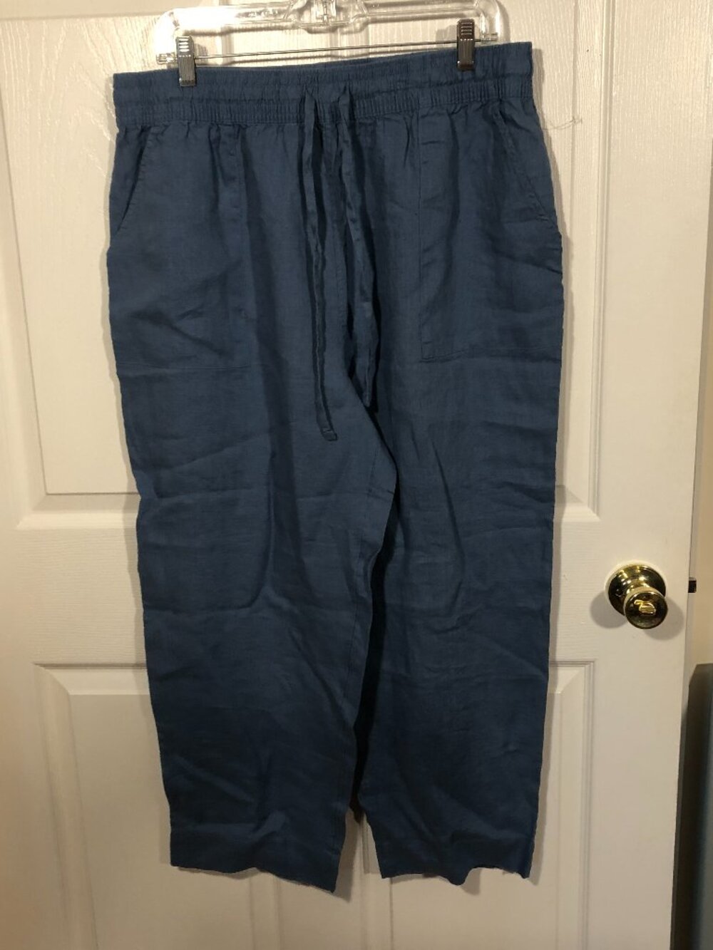 Silgrid Olsen women blue 100% linen wide pants, XL